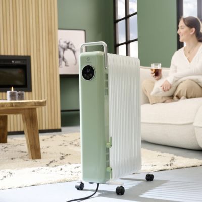Radiateur à bain d'huile 2500 W, pour 25 m²,vert et blanc, l.41 x P.25 x H.67,5 cm, GoodHome Matouba