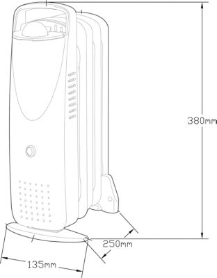 Radiateur à bain d'huile 500 W, pour 5 m², blanc, l.13,5 x P.25 x H.38 cm, CYPA-5