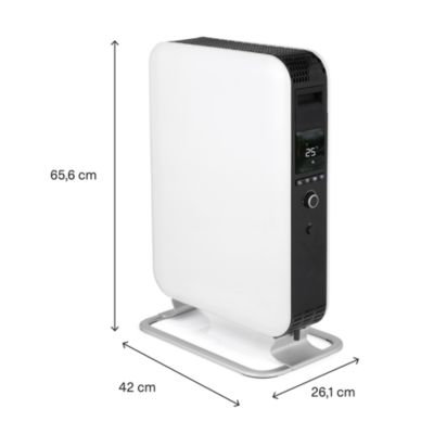 Radiateur à bain d'huile connecté 2000 W, pour 28 m², blanc et noir, l.42 x P.26 x H.66 cm, Mill Gentle Air Wifi 2000W OIL2000WIFI3