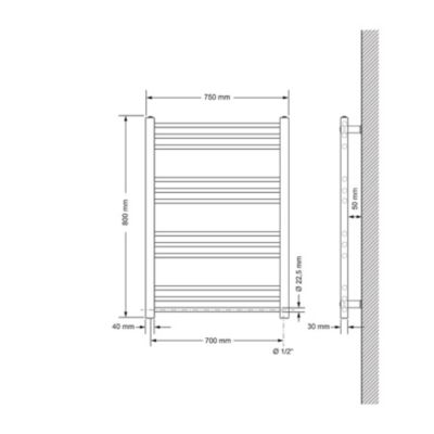 Radiateur avec Element Chauffant Electrique 600W - 750x800 mm