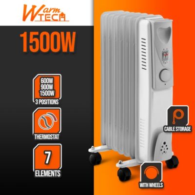 Radiateur bain d'huile 1500W 7 éléments - Warm Tech