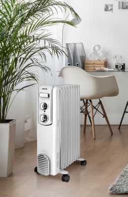 Radiateur bain d'huile 2000W pour 20m², blanc , l. 42cm x H.63cm, Scholtes