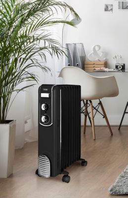 Radiateur bain d'huile 2000W pour 20m², noir, l. 42cm x H.63cm, Scholtes