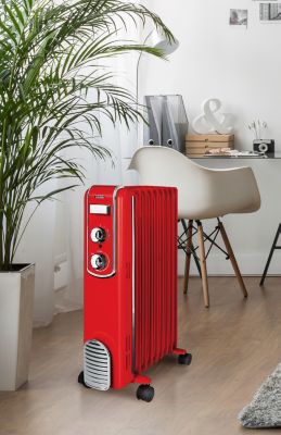 Radiateur bain d'huile 2000W pour 20m² rouge, l.42cm x H.63cm - Scholtes