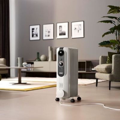 Radiateur bain d'huile - DELONGHI - 1500 W - Jusqu'à 45 m2 - Mobile - Fonction anti-gel - Gris