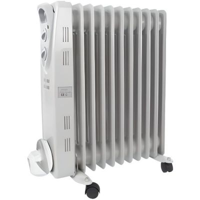 Radiateur bain d'huile - PEREL - 2500 W - Fluide caloporteur - Electrique - Gris - Vertical