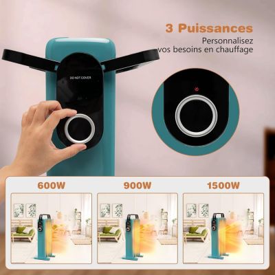 Radiateur Bain dHuile Portable Silencieux 1500W jusquà 25 m 7 éléments 4 Roues Protection contre Surchauffe et Basculement