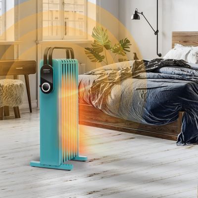 Radiateur Bain dHuile Portable Silencieux 1500W jusquà 25 m 7 éléments 4 Roues Protection contre Surchauffe et Basculement