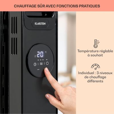 Radiateur Bain Huile Portable Mobile 2.5kW - Chauffage Appoint Electrique Faible Consommation avec Thermostat Silencieux