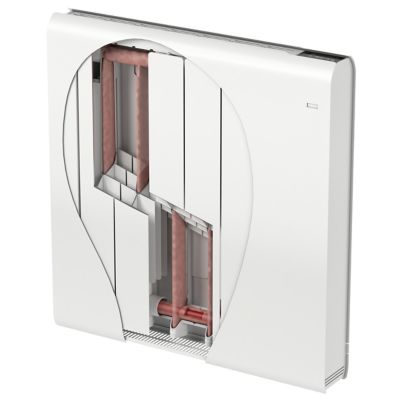 Radiateur connecté électrique à inertie fluide GoodHome Iriya anthracite 1500W vertical.