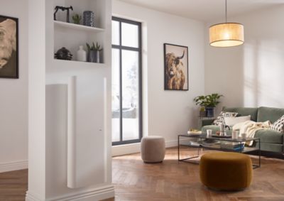 Radiateur connecté électrique à inertie sèche GoodHome Florya blanc 1000W vertical