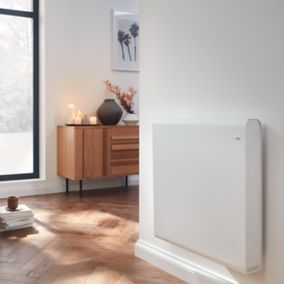 Radiateur connecté électrique à inertie sèche GoodHome Iriya blanc 1000W horizontal