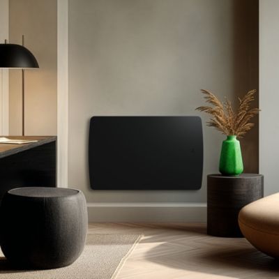 Radiateur connecté horizontal double cœur Syrtis 1500W noir Sauter