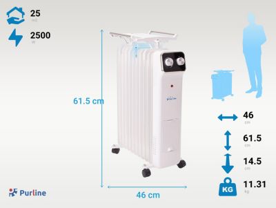 Radiateur d'huile blanc avec réservoir d'humidification