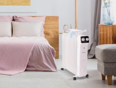 Radiateur d'huile blanc avec réservoir d'humidification