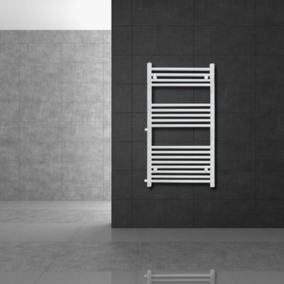Radiateur de Salle de Bain, 500 x 1200 mm, en Acier, Blanc, Forme Droite