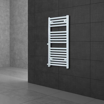 Radiateur de Salle de Bain, 500 x 1200 mm, en Acier, Blanc, Forme Droite