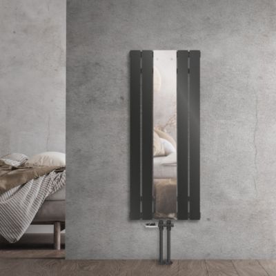 Radiateur de Salle de Bain avec Miroir, 1200x450 mm, Anthracite, Connexion Centrale au Bas