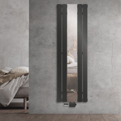 Radiateur de Salle de Bain avec Miroir, 1600x450 mm, Anthracite, Connexion Centrale au Bas