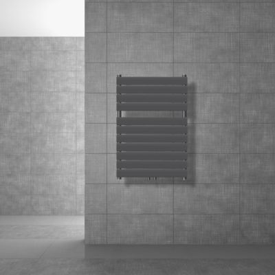 Radiateur de Salle de Bain Design Plat, 600 x 800 mm, Anthracite, Raccord Central 50 mm, Monocouche, Vertical