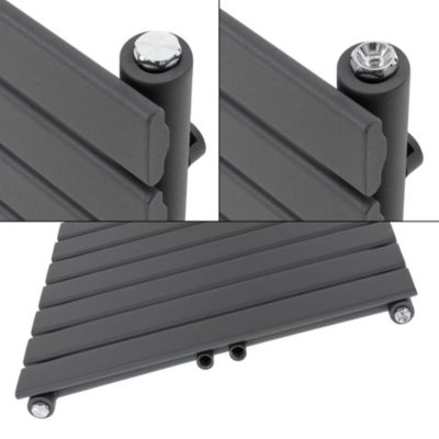 Radiateur de Salle de Bain Design Plat, 600 x 800 mm, Anthracite, Raccord Central 50 mm, Monocouche, Vertical