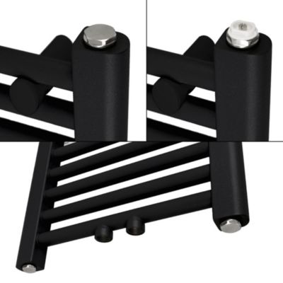 Radiateur de Salle de Bain Design Sahara, 500 x 1800 mm, Noir Mat, Forme Droit