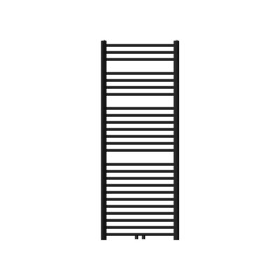 Radiateur de Salle de Bain Design Sahara, 600 x 1500 mm, Noir Mat, Forme Droit avec Connexion Central, sans Kit de Raccordement