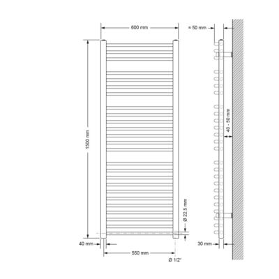Radiateur de Salle de Bain Electrique avec Element Chauffant 900W