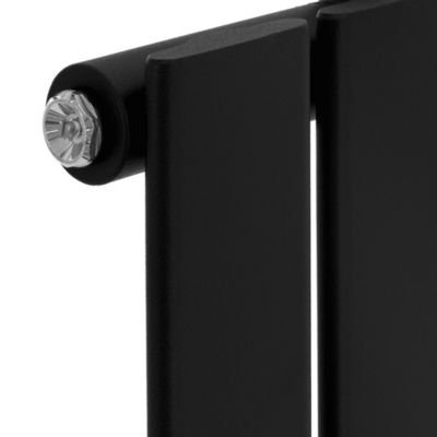 Radiateur de Salle de Bain Horizontal, 640x600 mm, Noir Mat, Connexion Centrale au Bas, Monocouche, Plat, Design Stella