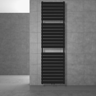 Radiateur de salle de bain Steam 600x1800 mm noir mat, raccord central 50 mm, monocouche, plat, vertical
