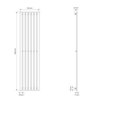 Radiateur Design Stella 370x1400 mm, Blanc