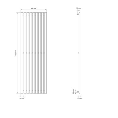 Radiateur Design Stella 480 x 1400 mm, Anthracite