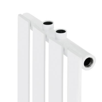 Radiateur Design Stella Vertical 480 x 1800 mm Blanc Raccord Central + Garniture de Raccordement, avec Thermostat