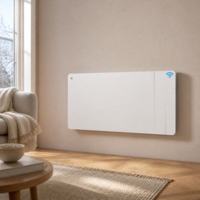 Radiateur Double Cœur de Chauffe Connecté 2000W 15-20m2 Inertie Sèche Céramique et Film IP24 Programable CIARRA