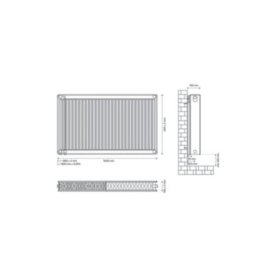 Radiateur eau chaude 1636W acier blanc l.100 x H.60 cm GoodHome