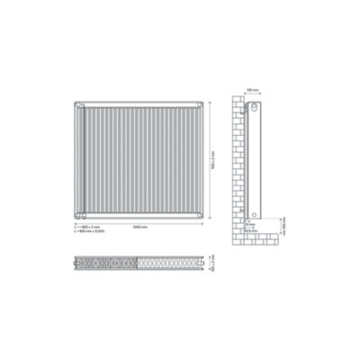 Radiateur eau chaude 2288W acier blanc l.100 x H.90 cm GoodHome