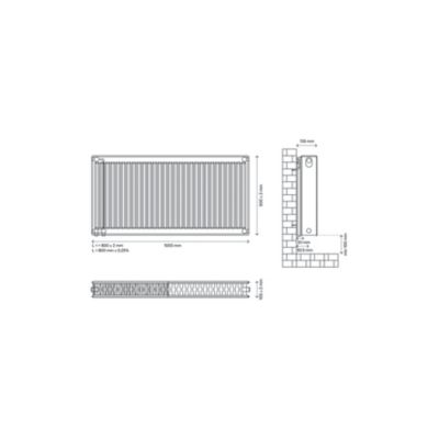 Radiateur eau chaude acier blanc L.100 cm x H.50 cm GoodHome