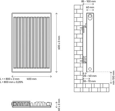 Radiateur eau chaude acier GoodHome blanc 369 W L.40 cm x H.60 cm