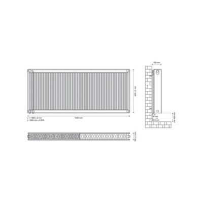 Radiateur eau chaude acier GoodHome blanc L. 140 cm x H. 60 cm