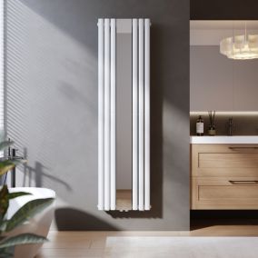 Radiateur Eau Chaude Acier SIRHONA 1,800x504x79 mm + Miroir + Tube Ovale Simple + Vertical + Blanc