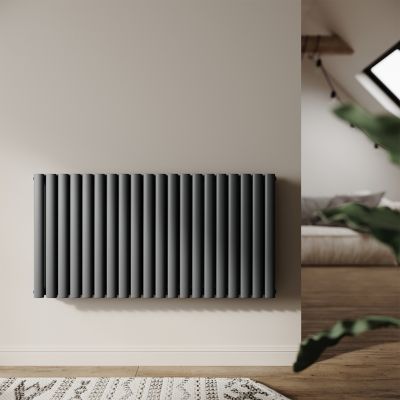 Radiateur Eau Chaude Acier SIRHONA 600x1,186x79 mm + Double Tube Ovale + Horizontal + Gris