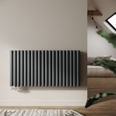 Radiateur Eau Chaude Acier SIRHONA 600x1,186x79 mm + Double Tube Ovale + Horizontal + Gris