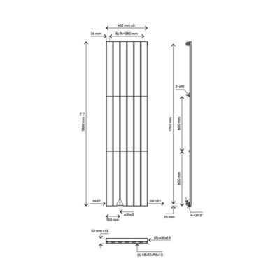 Radiateur eau chaude Blyss Faringdon blanc 762W vertical