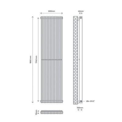 Radiateur eau chaude GoodHome Kensal Vertical Blanc 1 523 W