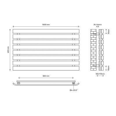 Radiateur eau chaude GoodHome Wilsona Horizontal Blanc 900 W
