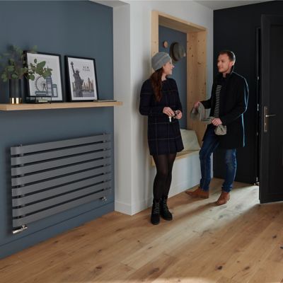 Radiateur eau chaude GoodHome Wilsona Horizontal Gris 900 W