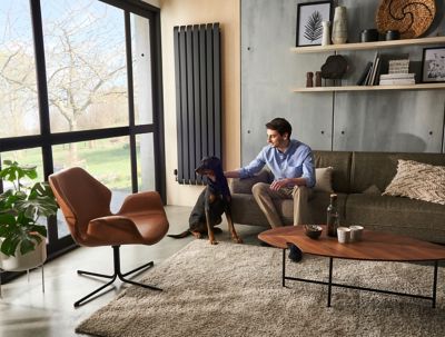 Radiateur eau chaude GoodHome Wilsona Vertical Anthracite 1 568 W