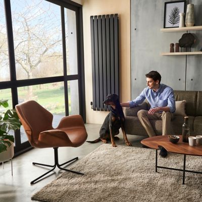 Radiateur eau chaude GoodHome Wilsona Vertical Anthracite 1 568 W