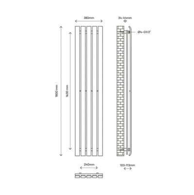 Radiateur eau chaude GoodHome Wilsona Vertical Blanc 1 120 W