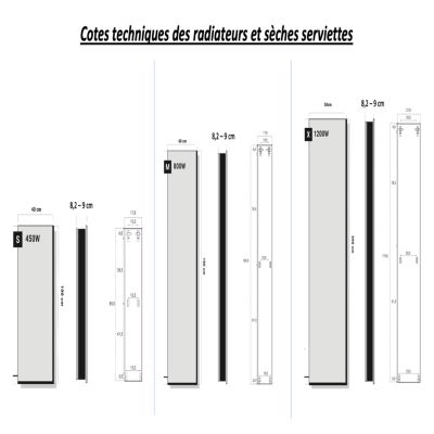 Radiateur electrique 800W vertical 180x40 cm modele Monochrome noir